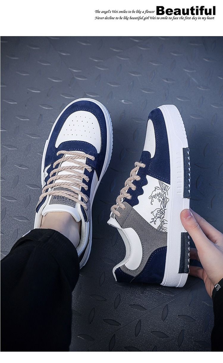 ASSKLO 2025 New Large Size Men's Shoes Breathable Little White Shoes Men's Fashion Versatile Thick Sole Sports and Casual Board Shoes Flat shoes Trendy Shoes