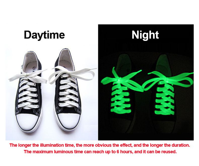 Luminous Shoelaces Flat Laces Sneakers Shoe laces Glow In The Dark Night Color Fluorescent Shoelace 100cm Shoestrings trendy and fashionable