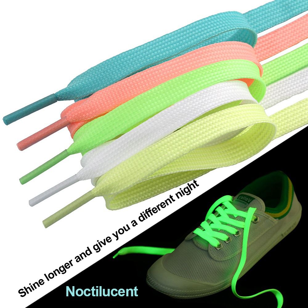 Luminous Shoelaces Flat Laces Sneakers Shoe laces Glow In The Dark Night Color Fluorescent Shoelace 100cm Shoestrings trendy and fashionable