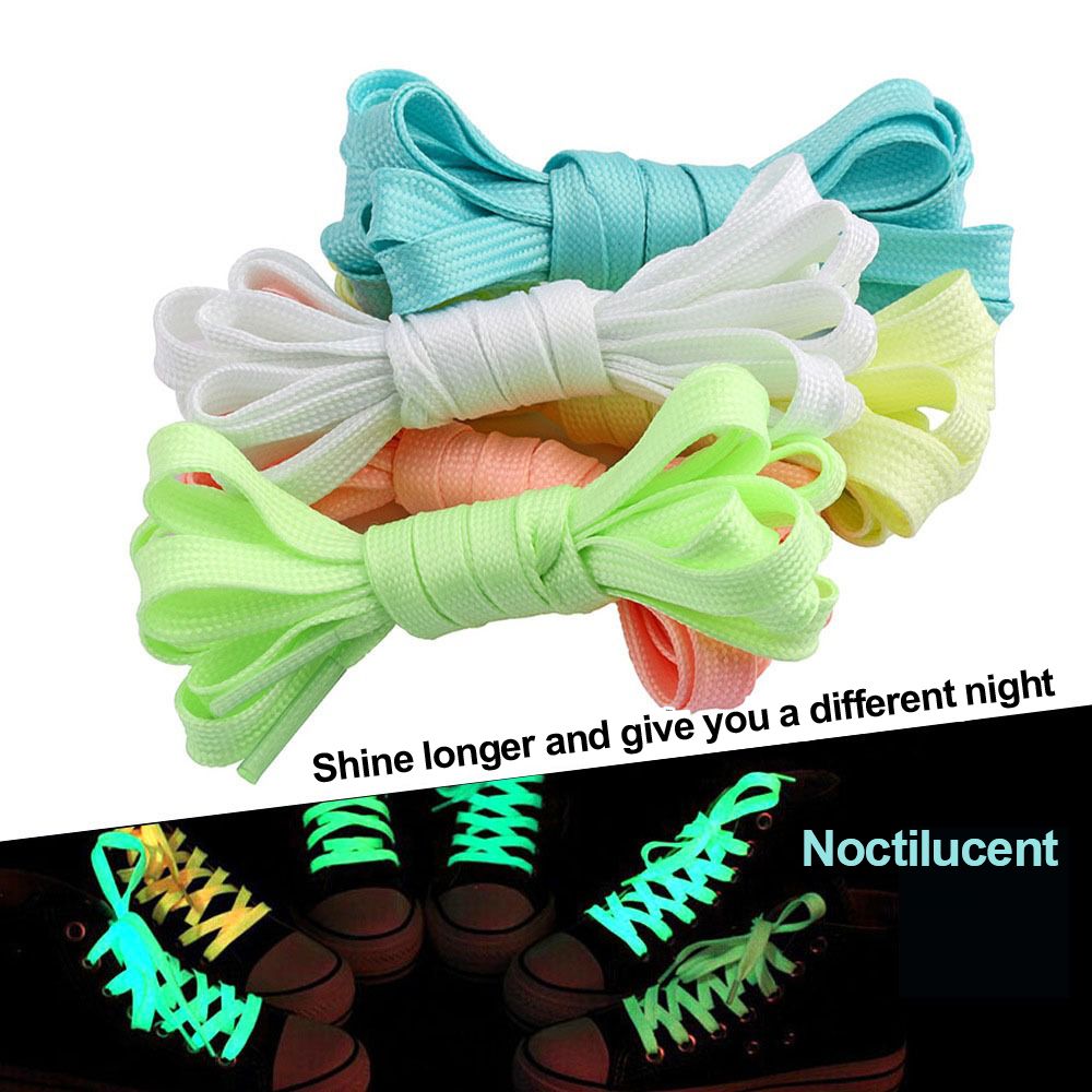 Luminous Shoelaces Flat Laces Sneakers Shoe laces Glow In The Dark Night Color Fluorescent Shoelace 100cm Shoestrings trendy and fashionable