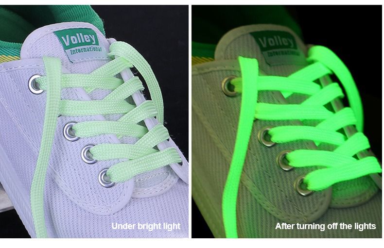 Luminous Shoelaces Flat Laces Sneakers Shoe laces Glow In The Dark Night Color Fluorescent Shoelace 100cm Shoestrings trendy and fashionable
