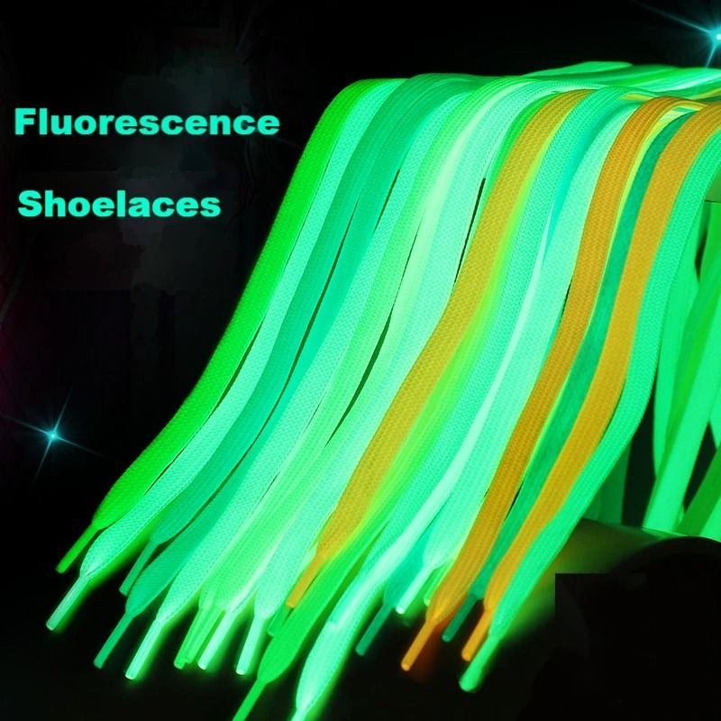 Luminous Shoelaces Flat Laces Sneakers Shoe laces Glow In The Dark Night Color Fluorescent Shoelace 100cm Shoestrings trendy and fashionable