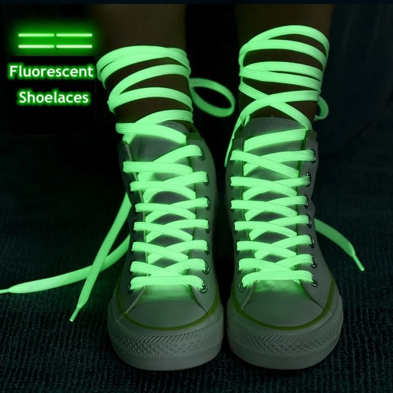 Luminous Shoelaces Flat Laces Sneakers Shoe laces Glow In The Dark Night Color Fluorescent Shoelace 100cm Shoestrings trendy and fashionable