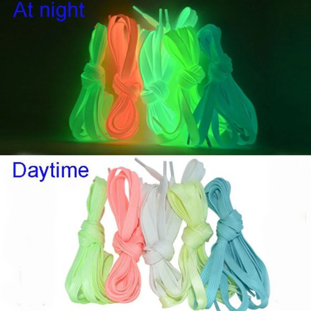 Luminous Shoelaces Flat Laces Sneakers Shoe laces Glow In The Dark Night Color Fluorescent Shoelace 100cm Shoestrings trendy and fashionable