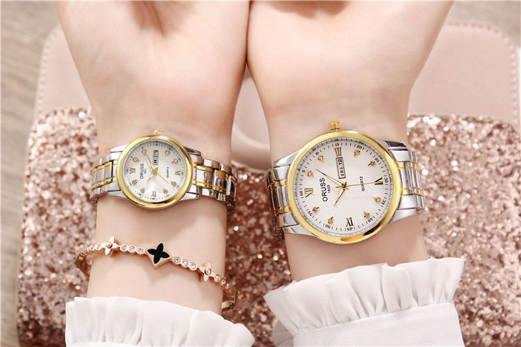 Men's Watch 30M Waterproof Wheels Dial High End Business Men's Steel Band Quartz Watch Business Glow-in-the-dark Waterproof  Double Calendar Casual Men's & Women's Couple Watch Fashion Business Style