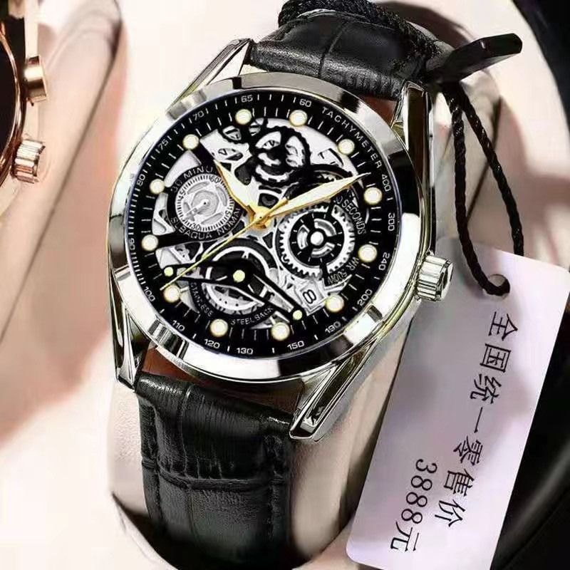 High Quality Busines Mens' Formal Classic Date Watches Fully Automatic Men's Leather Band Metal Calendar Watches Night Luminous Metal Watches Collegue School Boy Students Cool Gifts Watches