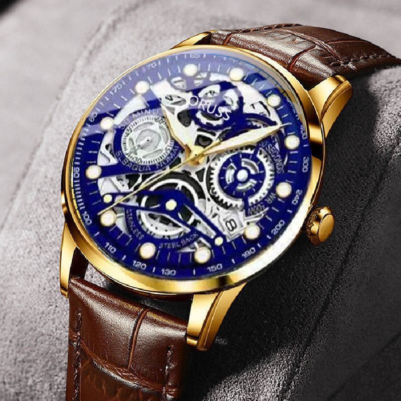 High Quality Busines Mens' Formal Classic Date Watches Fully Automatic Men's Leather Band Metal Calendar Watches Night Luminous Metal Watches Collegue School Boy Students Cool Gifts Watches