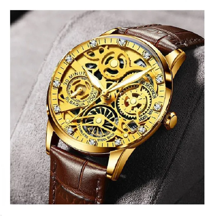 High Quality Busines Mens' Formal Classic Date Watches Fully Automatic Men's Leather Band Metal Calendar Watches Night Luminous Metal Watches Collegue School Boy Students Cool Gifts Watches