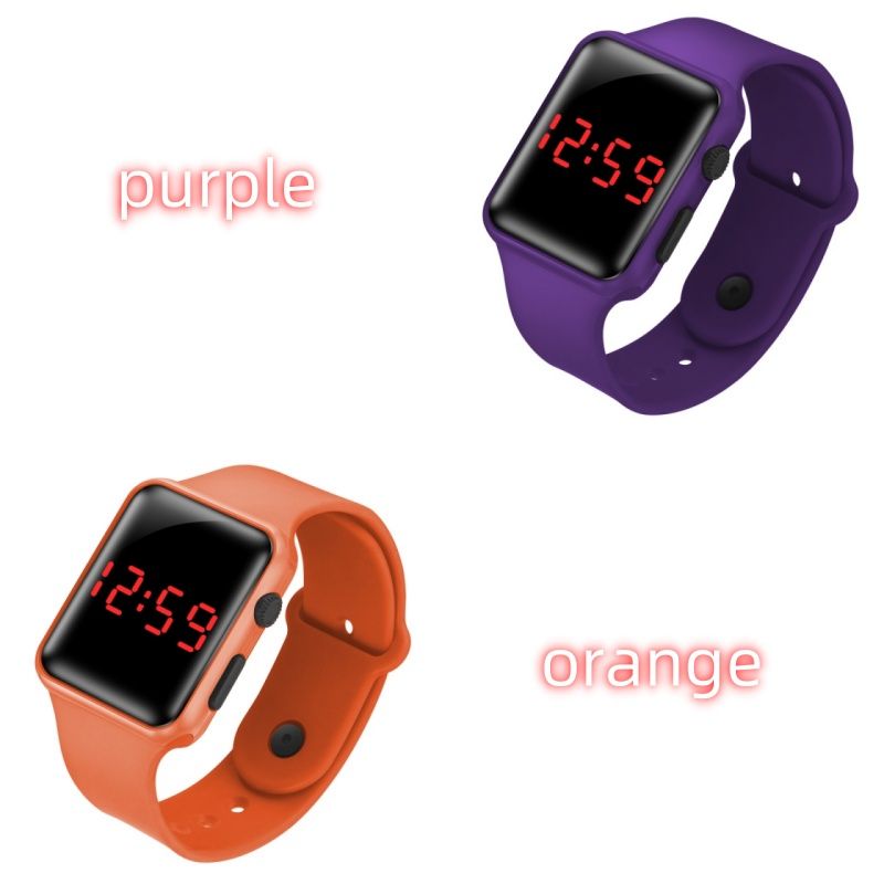 2PCS/SET Manufacturer Wholesale LED Electronic Students Fashion Sports Apple Square Silicone Electronic Leisure Sports Watch