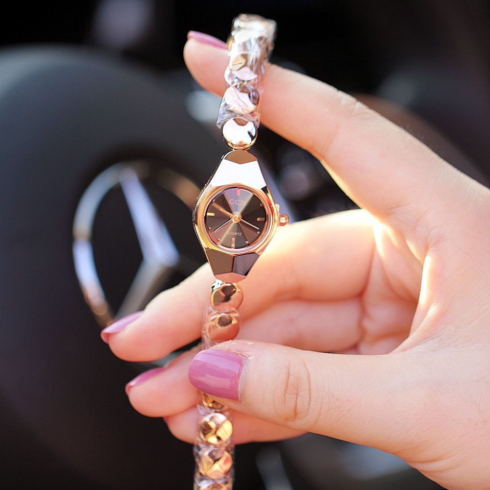 Luxury Fashion Leisure Feminino Classic Watches For Women Quartz Stainless Steel Wristwatch Ladies Watches Tungsten Steel Bracelet Watches Japan Movement High Quality  Watch +1 Crystal Ring Free + Lux