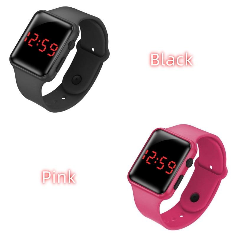 2PCS/SET Manufacturer Wholesale LED Electronic Students Fashion Sports Apple Square Silicone Electronic Leisure Sports Watch