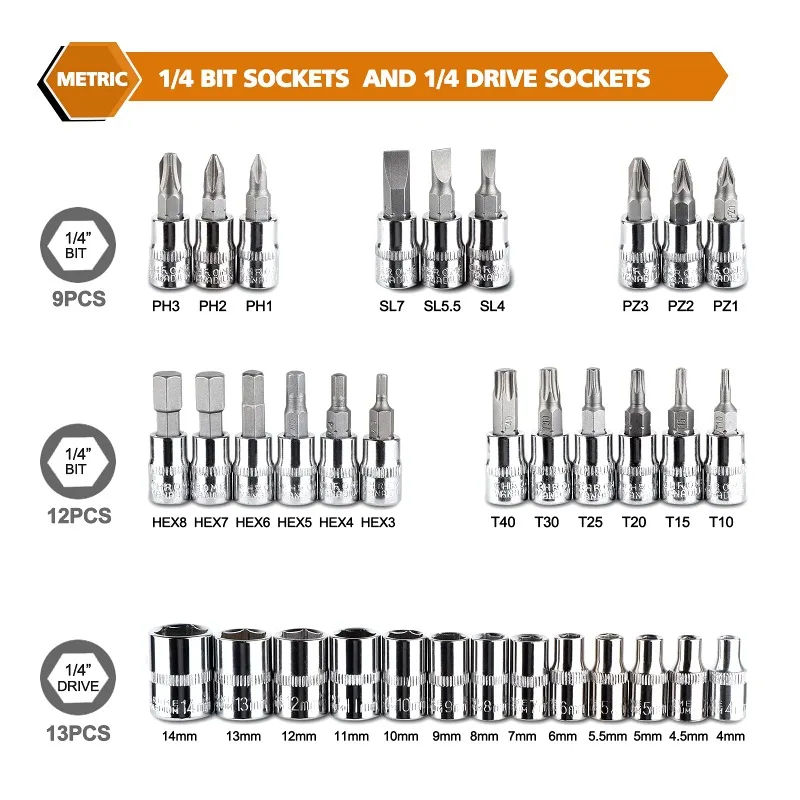 Tool 46 piece Set Wrench Batch Head Ratchet Pawl Socket Spanner Screwdriver