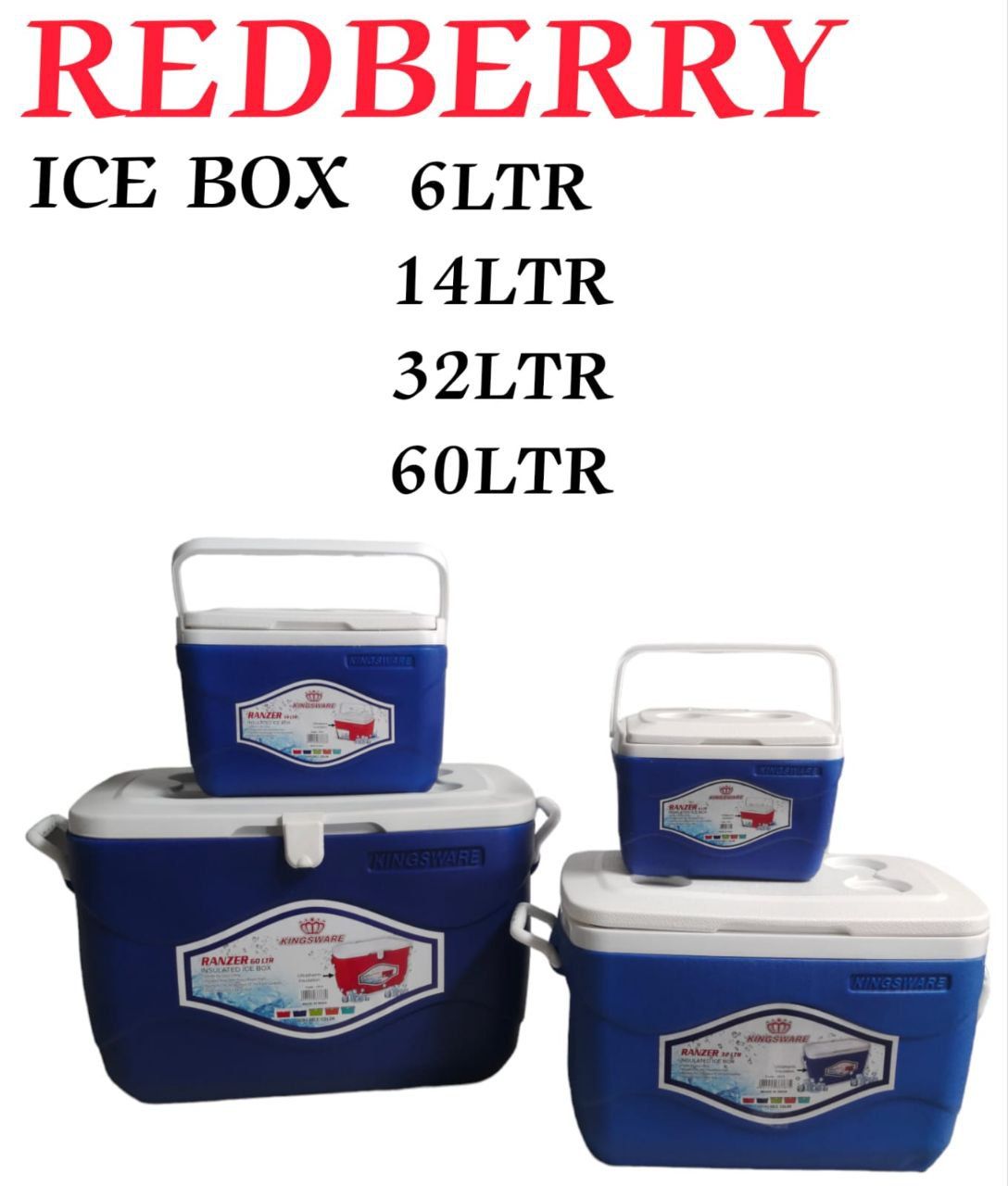 112L REDBERRY KINGSWARE COOLER BOX SET 4PCS COOLER BOXES (6L+14L+32L+60L) 112 LITRES ICE COOLER BOX SET