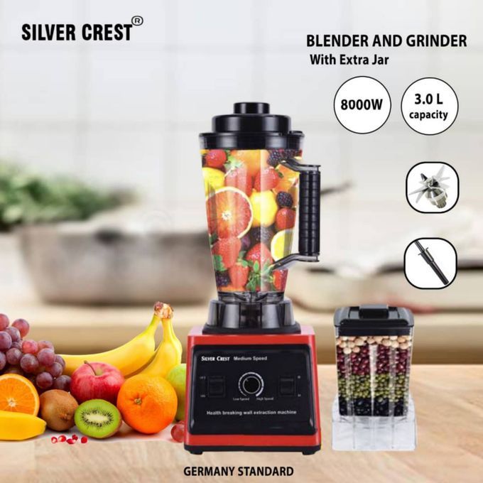 Multipurpose 8000W 2 IN 1 Silvercrest Blender With 3L Unbreakable jar Silver crest Commercial Blender SC-9880