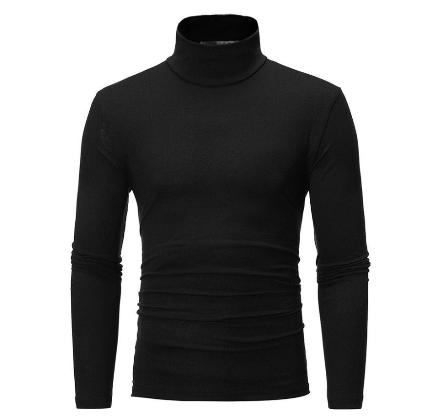 T-shirts & Polos Men undershirt t-shirt long sleeved autumn/winter half high neck solid color slim fit stylish top