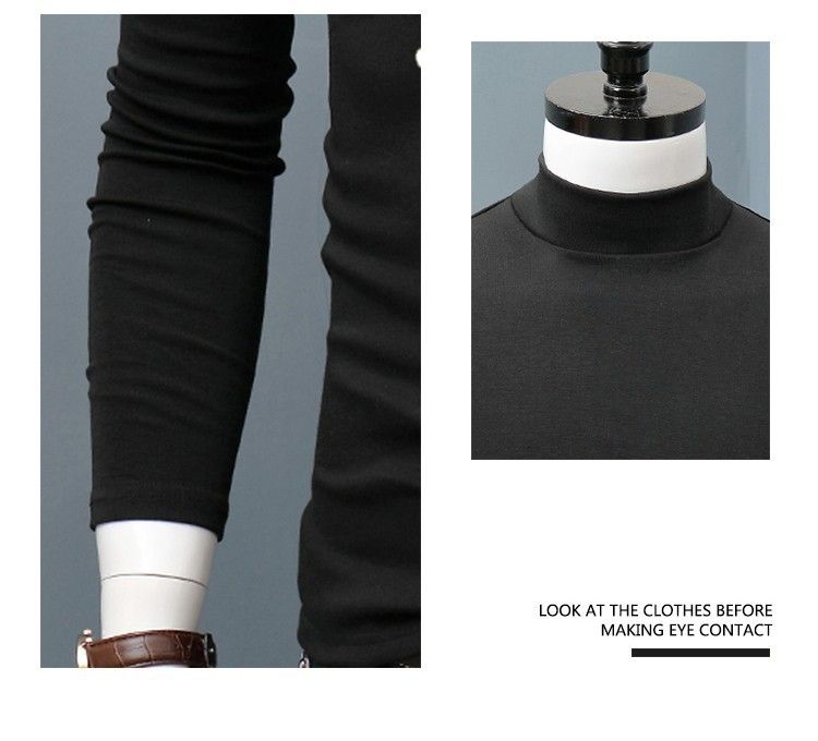 T-shirts & Polos Men undershirt t-shirt long sleeved autumn/winter half high neck solid color slim fit stylish top
