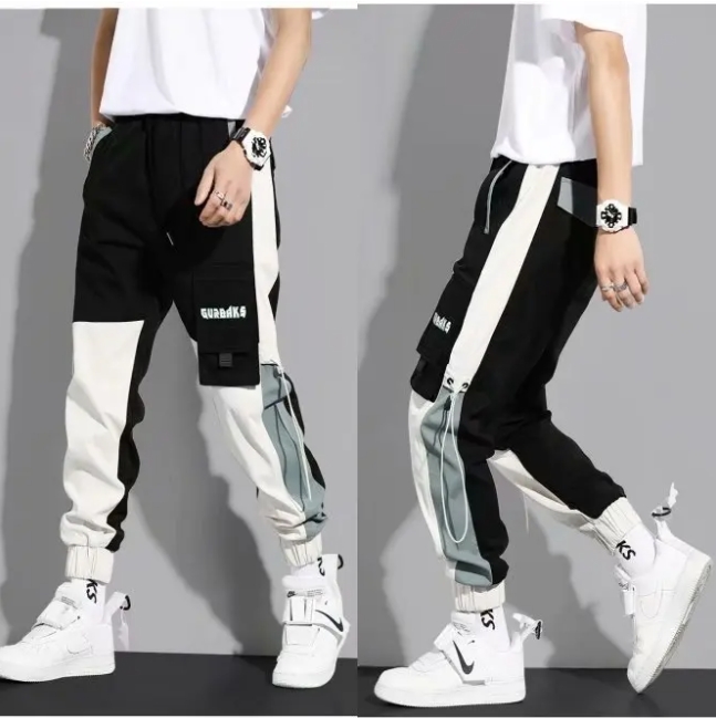 Thin Loose-fit Men's Cargo Pants Trendy Casual Pants Style Student Trousersins Nine-point Length