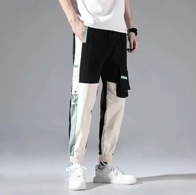Thin Loose-fit Men's Cargo Pants Trendy Casual Pants Style Student Trousersins Nine-point Length