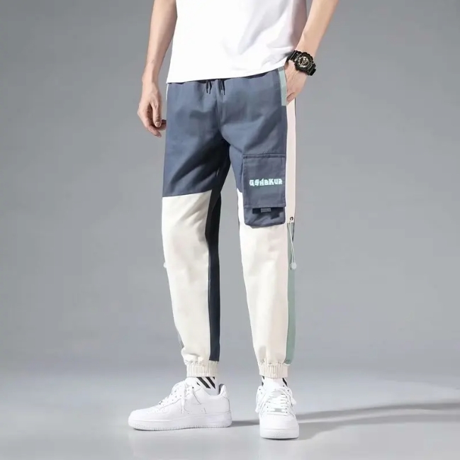 Thin Loose-fit Men's Cargo Pants Trendy Casual Pants Style Student Trousersins Nine-point Length