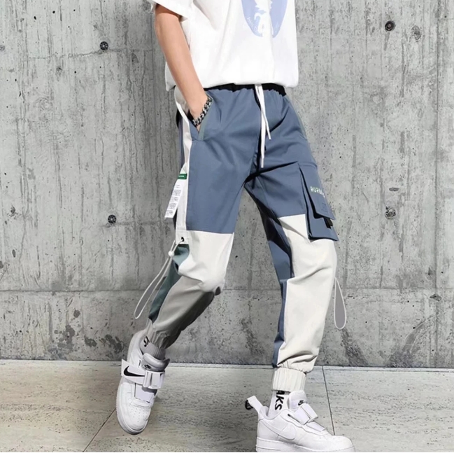 Thin Loose-fit Men's Cargo Pants Trendy Casual Pants Style Student Trousersins Nine-point Length