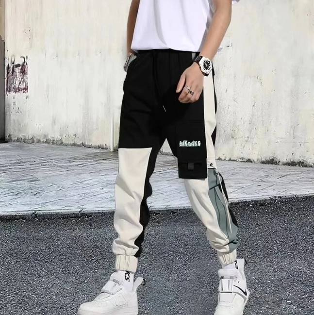 Thin Loose-fit Men's Cargo Pants Trendy Casual Pants Style Student Trousersins Nine-point Length