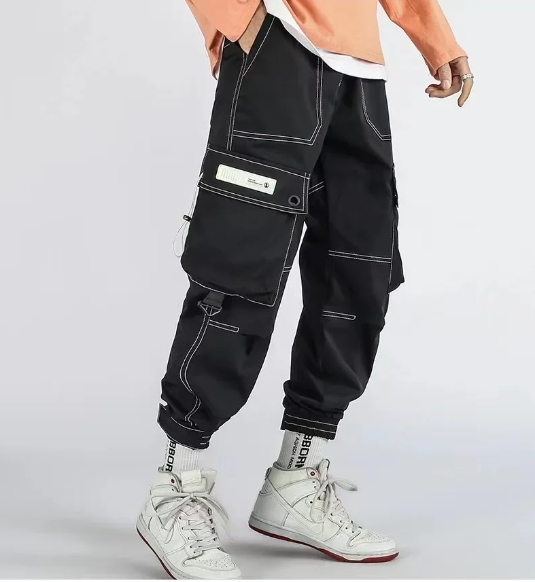 Multi-pocket functional cargo pants men's fashion brand handsome slim-fit casual pants version of the trend of loose leg