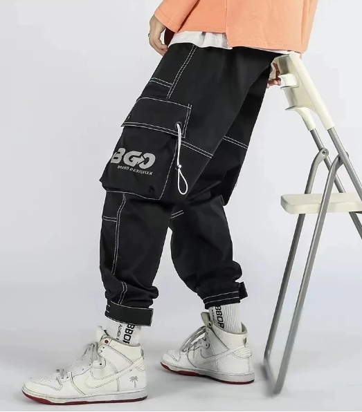 Multi-pocket functional cargo pants men's fashion brand handsome slim-fit casual pants version of the trend of loose leg