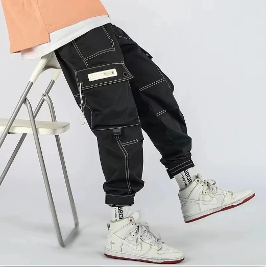 Multi-pocket functional cargo pants men's fashion brand handsome slim-fit casual pants version of the trend of loose leg