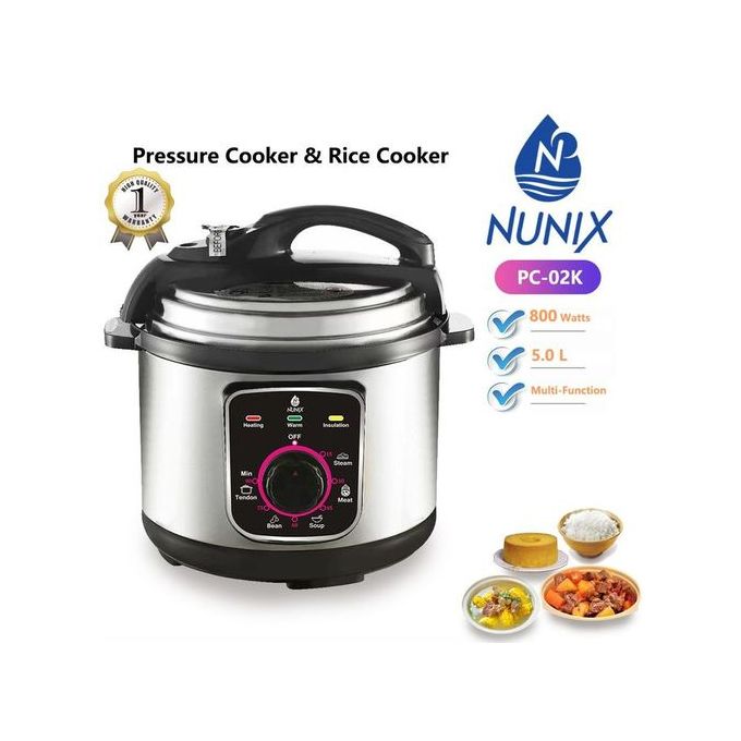 Nunix 5ltrs Multifunction Electric Pressure Cooker and Rice Cooker PC-02K 800 Watts