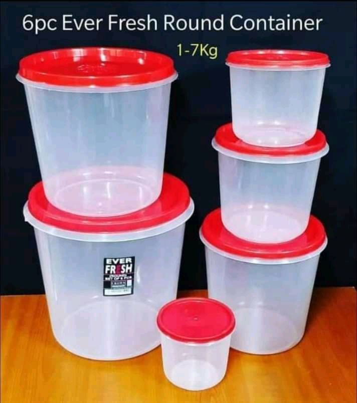 Storage Containers 6pcs Set Ever Fresh Round Container 1-7kg