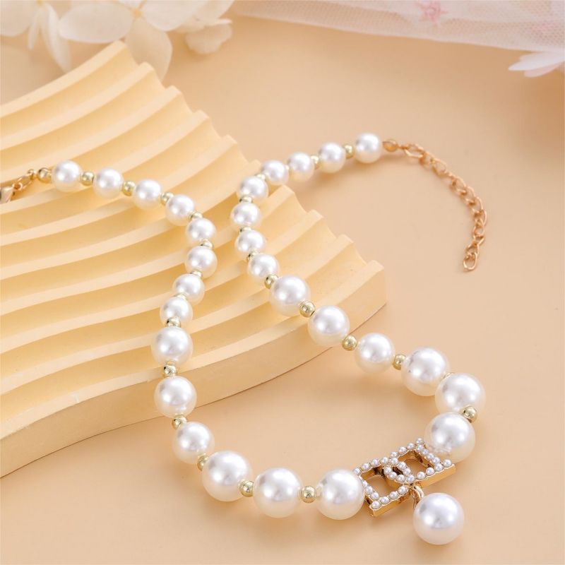 Simple And Personalized Diamond Inlaid Pearl Splicing Short Neckchain With A Stylish Design Sense Necklace  Pearl Strands