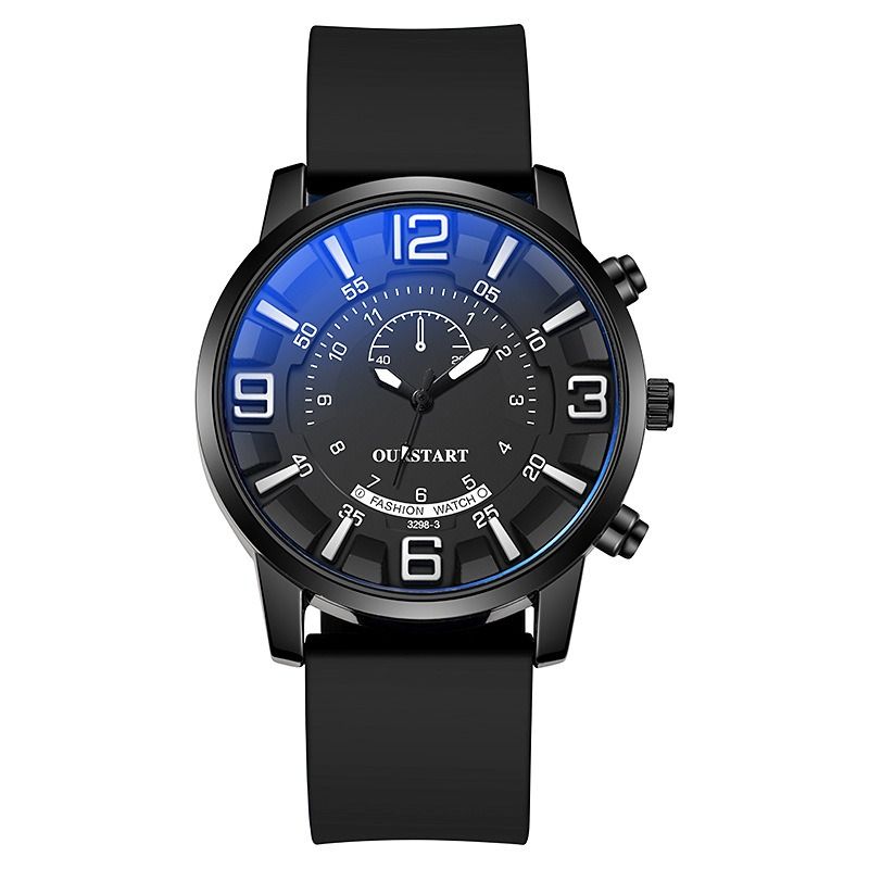 2024 Africa Men's Leisure Tiktok Live Big Digital Quartz Silicone Men's Watch Fashion Alarm Clock Timing Digital Watch Natural Element Business Simple Style