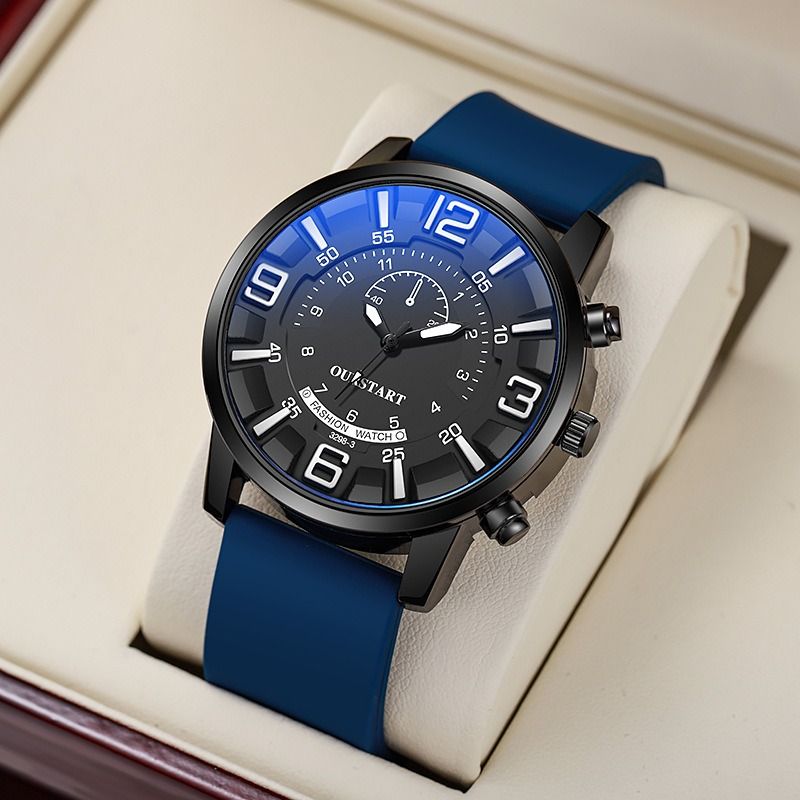 2024 Africa Men's Leisure Tiktok Live Big Digital Quartz Silicone Men's Watch Fashion Alarm Clock Timing Digital Watch Natural Element Business Simple Style