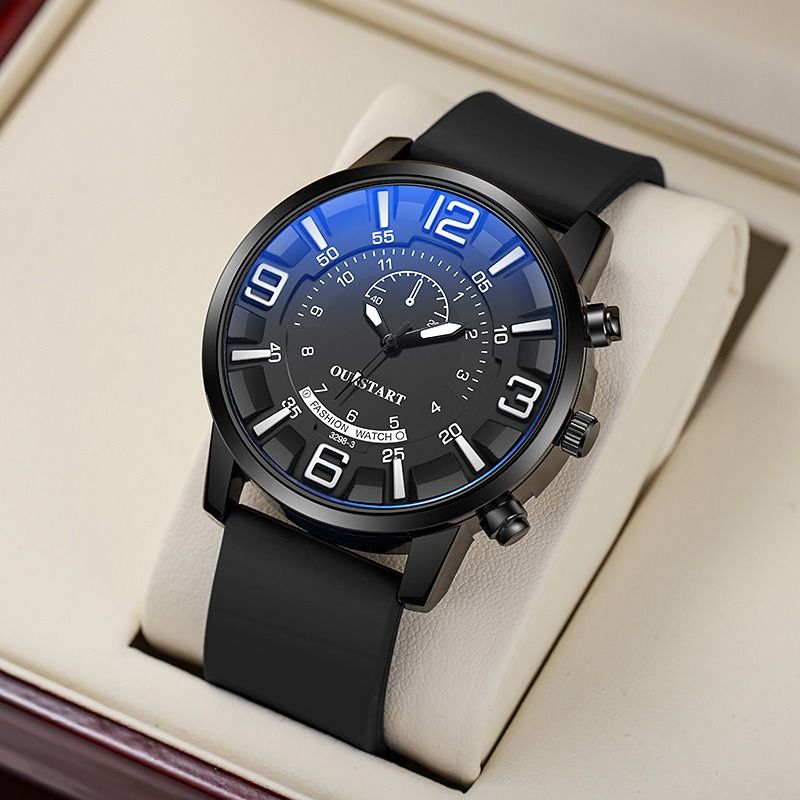 2024 Africa Men's Leisure Tiktok Live Big Digital Quartz Silicone Men's Watch Fashion Alarm Clock Timing Digital Watch Natural Element Business Simple Style