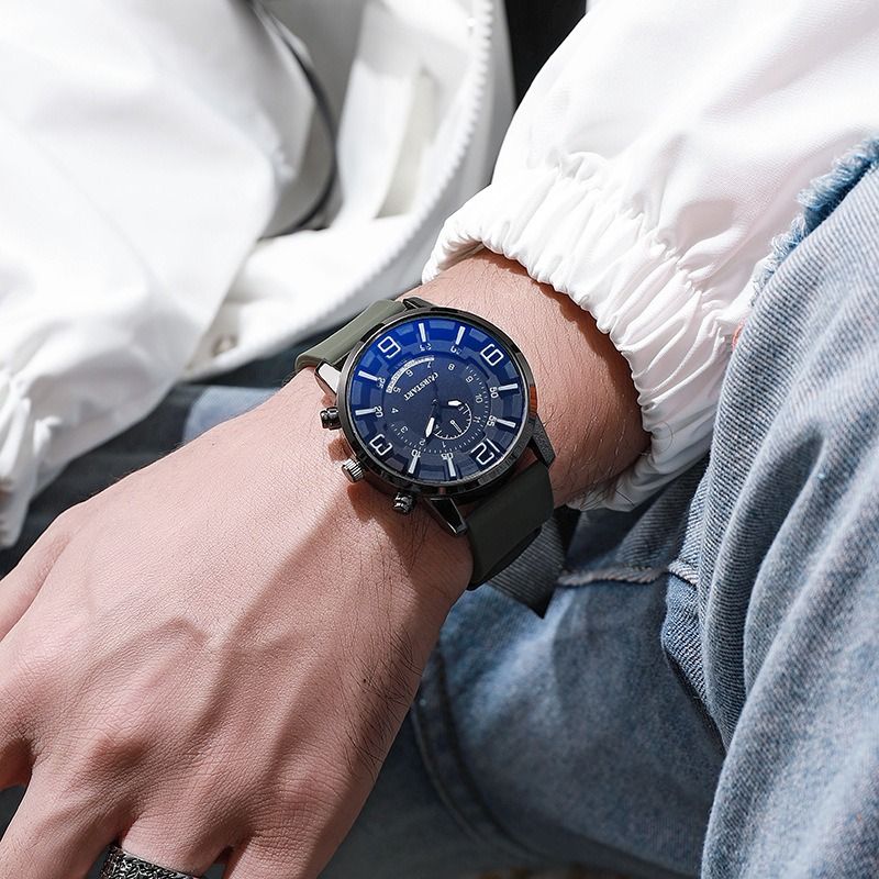 2024 Africa Men's Leisure Tiktok Live Big Digital Quartz Silicone Men's Watch Fashion Alarm Clock Timing Digital Watch Natural Element Business Simple Style