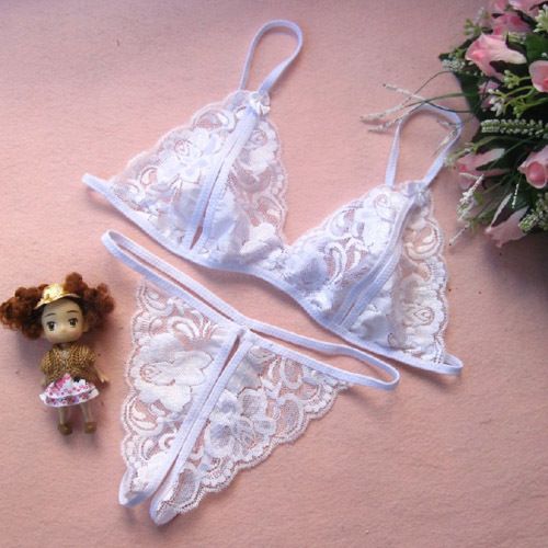 2024Hot Sale Women Fun Lingerie Underwear Three-Point Open Cut Breast Revealing Bikini Lace Lady Pajama Set  Girls Thong Two-Piece Set Best Wives Gift Giving Clothing