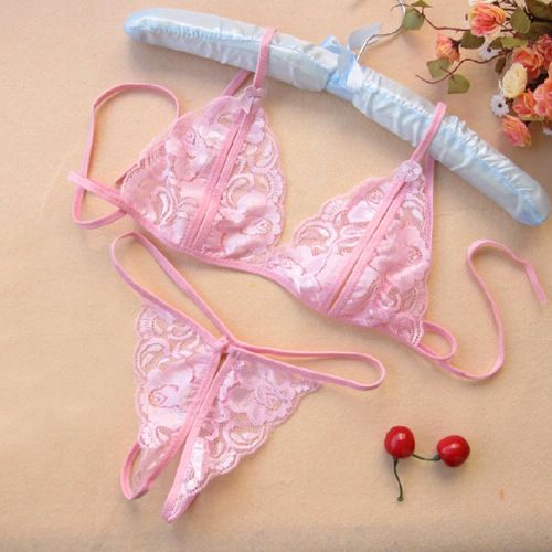 2024Hot Sale Women Fun Lingerie Underwear Three-Point Open Cut Breast Revealing Bikini Lace Lady Pajama Set  Girls Thong Two-Piece Set Best Wives Gift Giving Clothing