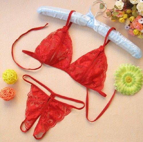 2024Hot Sale Women Fun Lingerie Underwear Three-Point Open Cut Breast Revealing Bikini Lace Lady Pajama Set  Girls Thong Two-Piece Set Best Wives Gift Giving Clothing