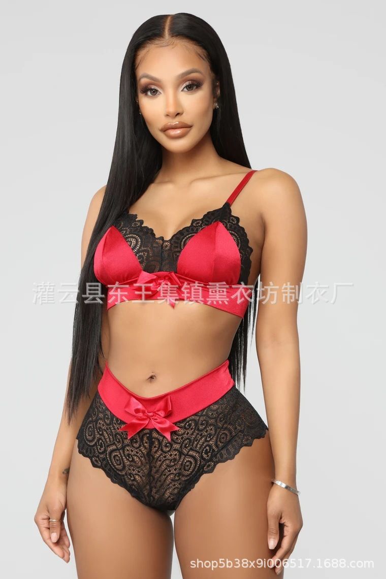 New European and American style Women Sexy Lingerie Lace Bra Two-Piece Lady Homewear Set Hot Sale Girls Students Female Underwear Dress