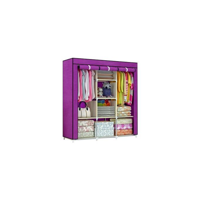 3 column heavy Foldable portable Metallic Wardrobe for clothes and shoes storage