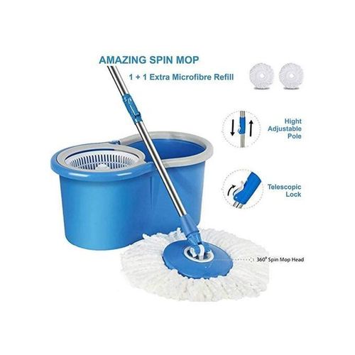 Magic Spin mop with bucket - 360 Degrees rotating moper blue 102 cm purple 102cm red