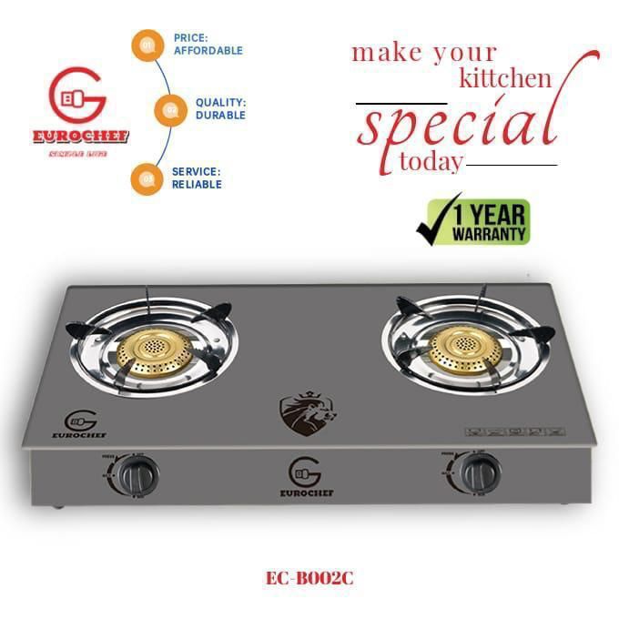 Eurochef TWO BURNERS GLASS TAMPERED Table top gas cooker COOKTOP  with AUTO IGNITION