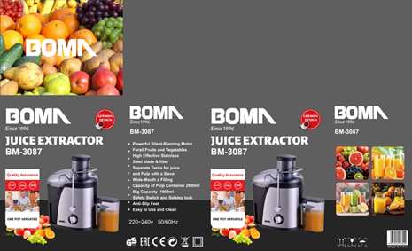 Boma BM-3087 electric Juice Extractor Stainless steel Powerful 600W centrifugal Boma Juicer 0.5L juice cup collector
