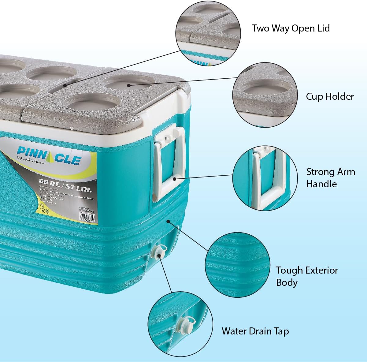 Pinnacle 57L ice cooler box Foam Hard Cooler Box / Chiller 57 Litre  Portable Pinnacle ice cooler box