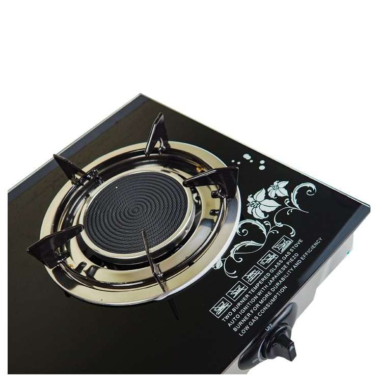 AILYONS GS005A-1, 2 Burner Glass Top Gas Cooker & Infrared Double Burner (1YR WRTY)