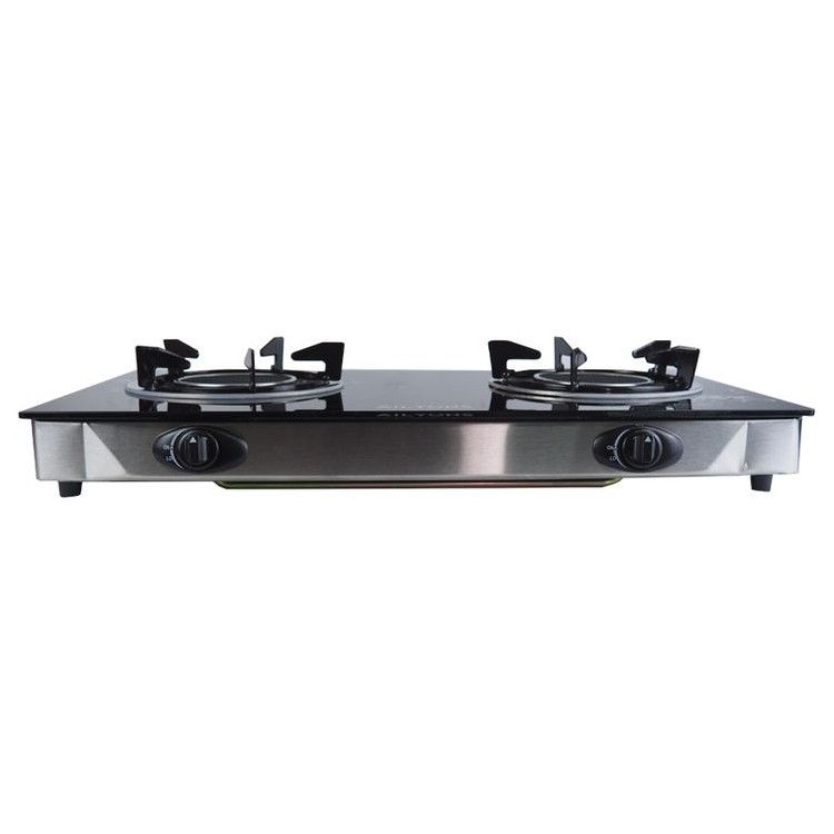 AILYONS GS005A-1, 2 Burner Glass Top Gas Cooker & Infrared Double Burner (1YR WRTY)