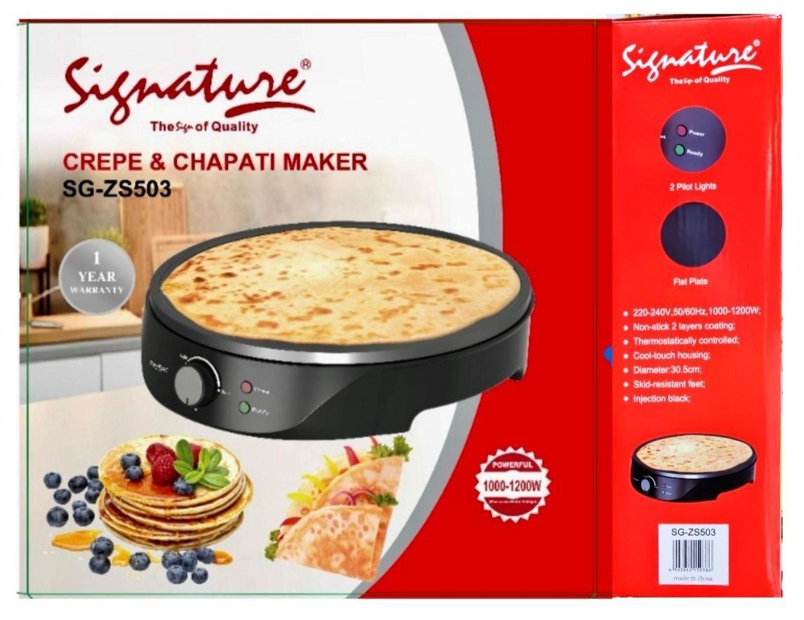 SG-Z503 28CM Signature Crepe & Chapati Maker SG-Z503 Signature roti maker With nonstick double layer 1000W-1200W