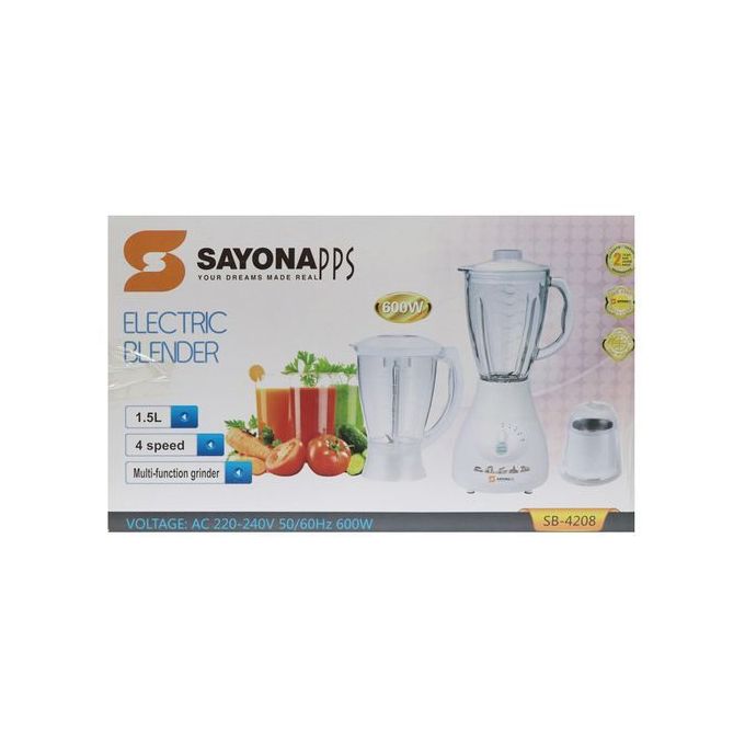 3 IN 1 SAYONA BLENDER SB 4208 SAYONA  3 IN 1 ELECTRIC BLENDER 1.5L 4 SPEED AND WITH MULTIFUNCTION GRINDER