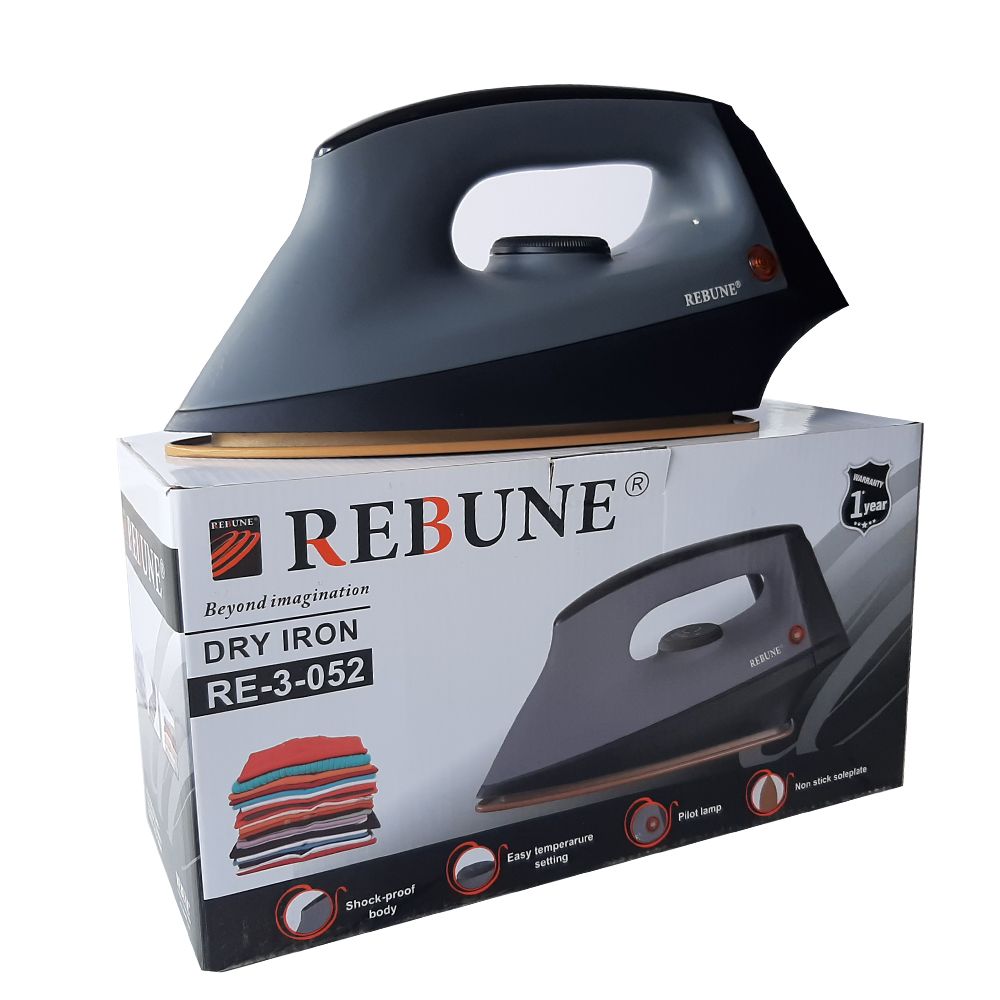 RE 3-052 Rebune Dry Iron Box with non stick sole plate and shock proof body 1200W Dry Iron Rebune Dry Iron RE-3-052 iron box