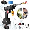 Portable Cordless High Pressure Spray Water Gun Cordless Car Washing Spray Gun High Pressure Car Washing Jet Spray Electric Cordless Pressure Washer for Washing Car House Garden with 2 Battery